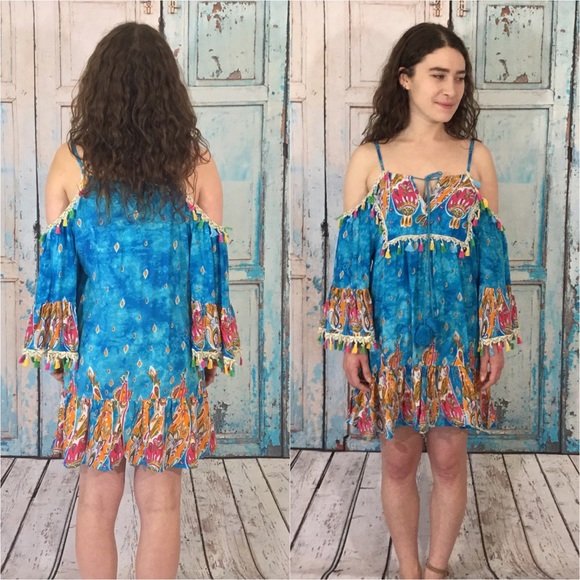 Last 1 Small! Cold Shoulder Boho Chic Dress - Picture 2 of 3